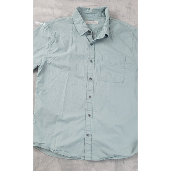 Outerknown Long Sleeve Button Up Shirt Mens LG Teal Front Pocket Organic Cotton - Picture 3 of 10
